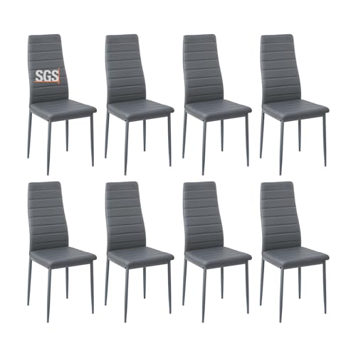 buybyroom Esszimmerstühle 8er Set Metall Küchenstuhl, Esstisch Stuhl Bequemer Polsterstuhl SitzfläChe,Grau von buybyroom