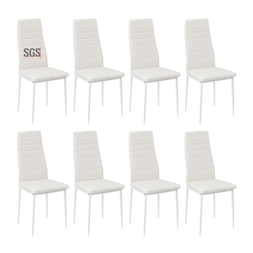 buybyroom Esszimmerstühle 8er Set Metall Küchenstuhl, Esstisch Stuhl Bequemer Polsterstuhl SitzfläChe,Weiß von buybyroom
