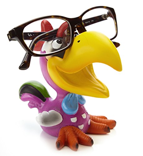 By Bers Brillenhalter Die_Vögel Design, handbemalt, Tier, echt lustig, aus Polyresin, für Spaßversteher und Junggebliebene Geschenk…(HahnLila) von By Bers