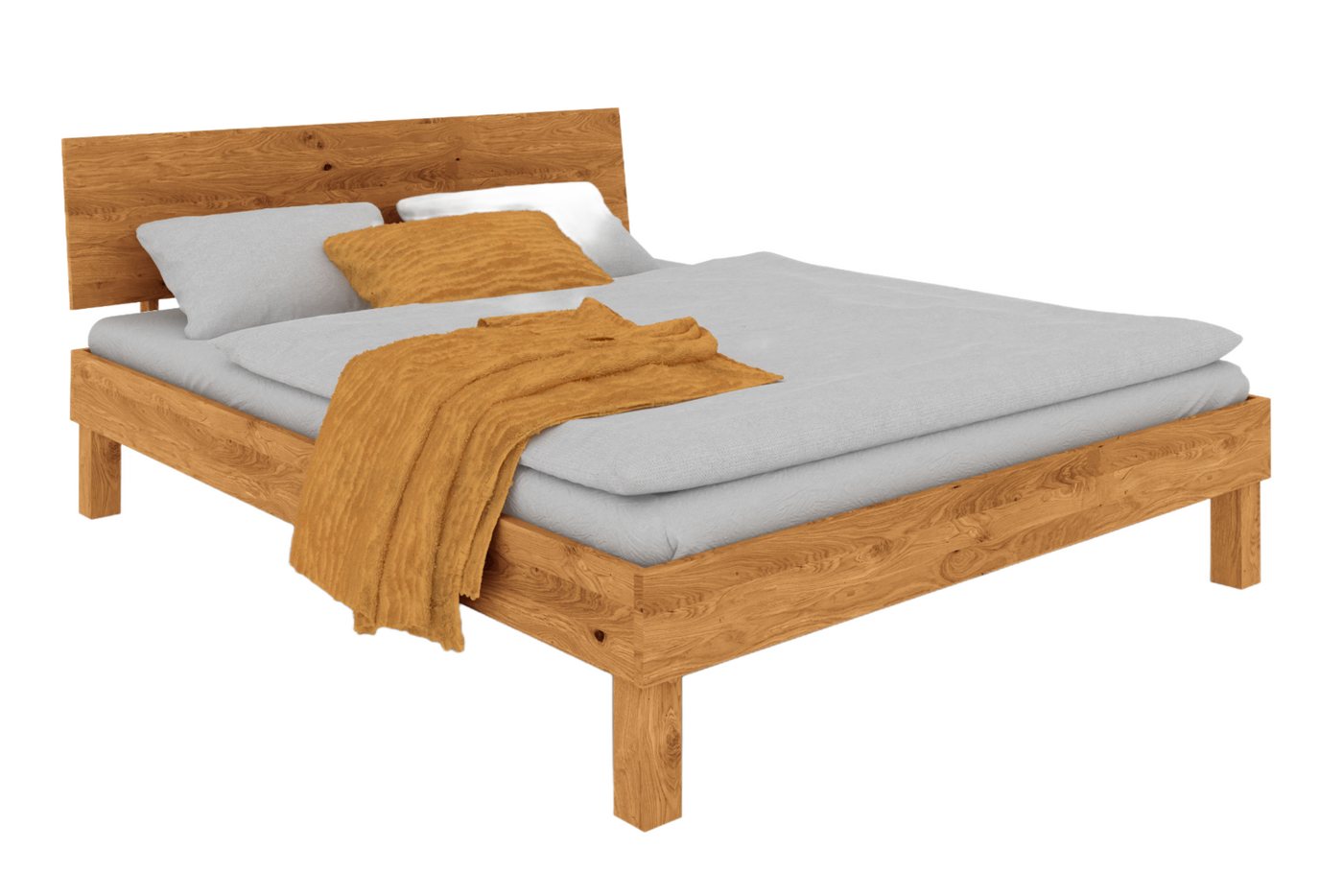 byoak Bett VIGO 160 x 200 aus Massivholz, mit Holzkopfteil, Naturgeölt von byoak