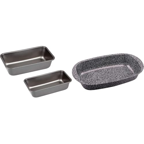 Set 263-02 Kasten- und Brotbackformen, 2er-Set “Made in Germany“ & Brotbackform “Granito“, Skandia Xtreme Plus: 4-fach Antihaftbeschichtung in Granitoptik, 37 x 20 x 7 cm von c|h|g