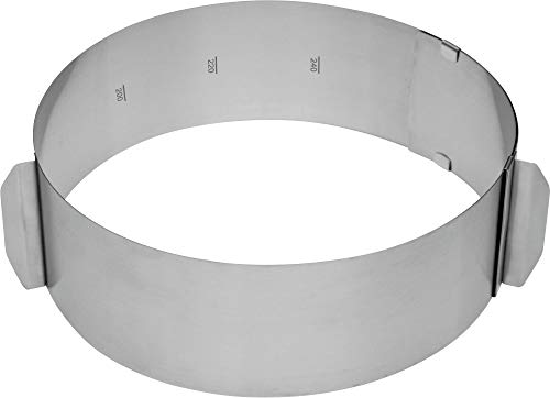 chg 3305-00 Tortenring mit Skala Höhe: 8,5 cm verstellbar von 16-30 cm, Silber von c|h|g