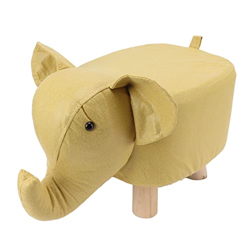 canddy Gepolsterter Hocker mit niedlichem Cartoon-Elefant, für Kinderzimmer, Schlafzimmer, Wohnzimmer, Dekoration (gelb) von canddy
