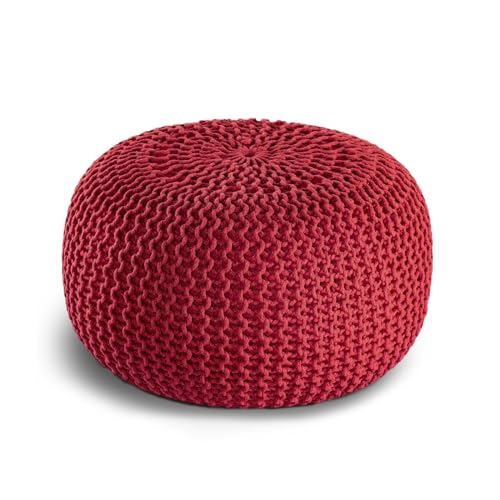 casamia Pouf Bodenkissen ø45 o. 55cm Sitzpouf Hocker nachhaltig f. innen u. außen Farbe rot - Tango red, Größe ø 45 cm von casamia