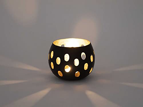 casamia Teelichthalter Set 2-teilig Kerzenhalter Florina Kugelform schwarz matt innen vergoldet von casamia