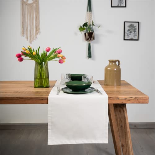 Casaviva® Fleckenabweisender Tischläufer aus recyceltem Baumwoll-Jute-Effekt, doppellagig, 40 x 140 cm, elegant und modern, für Innen- und Außenbereich von casaviva
