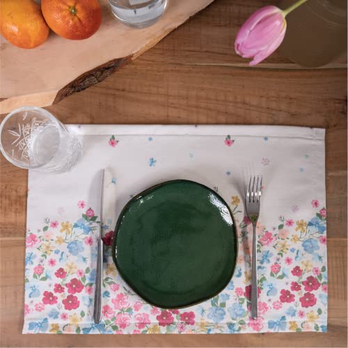 Casaviva® Set mit 4 Tischsets aus dickem Satin, extraweich, wasserabweisend, bügelfrei, schmutzabweisend, elegant, modern, für Partys und Bankette (Spring Flowers) von casaviva