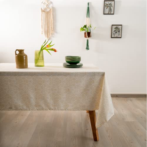casaviva® Tischdecke aus Satin, hohe Qualität, wasserabweisend, leicht zu bügeln, schmutzabweisend, Partys und Bankette (Gold Damasc, 150 x 180 cm) von casaviva