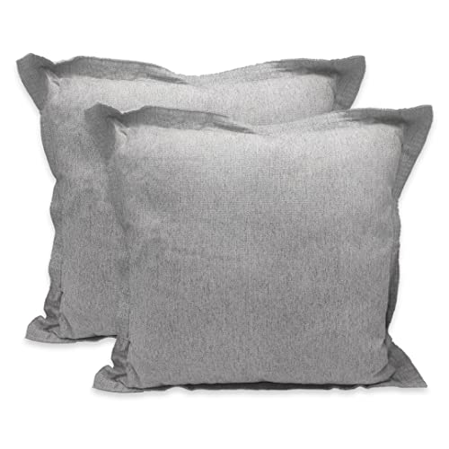 casaviva ® Set 2 Kissen komplett mit Füllung aus Baumwollmischgewebe, recycelt, Hanf-Effekt, wasserabweisend, Innen- und Außenbereich, Abnehmbarer Bezug (50_x_50_cm, Mittelgrau) von casaviva