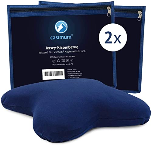 casimum Jersey Kissenbezug aus Baumwolle. Abnehmbarer Kopfkissen Schonbezug für Schmetterlingskissen mit Reißverschluss, 56x48 cm, Blau, 2-er Pack von casimum