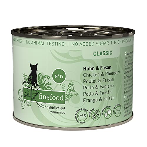 catz finefood N° 15 Huhn & Fasan Feinkost Katzenfutter nass, verfeinert mit Quinoa & Kresse, 6 x 200g Dosen von catz finefood