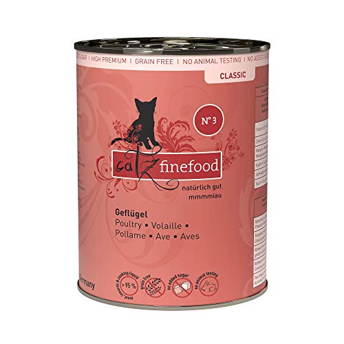 catz finefood N° 3 Geflügel Feinkost Katzenfutter nass, verfeinert mit Preiselbeeren & Löwenzahn, 6 x 400g Dosen von catz finefood