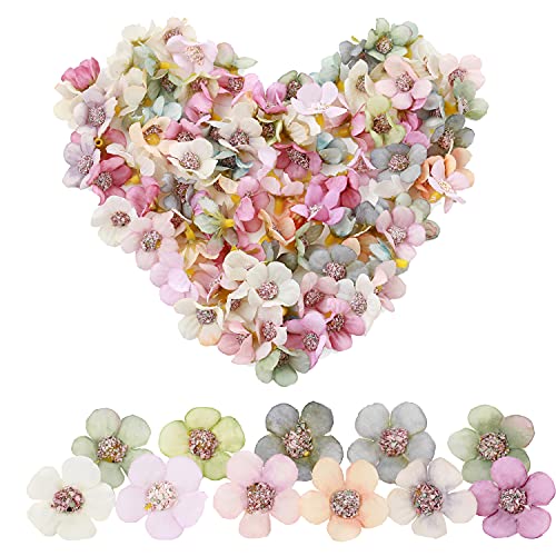 150 Stück Gemischt Mini Bunt Künstliche Blumen Blüten Köpfe Gänseblümchen, Mix Pastell Klein Kunstblumen Kunstblüten Blütenköpfe Blumenköpfe Seidenblumen Streudeko für Basteln Hochzeit Party Home Deko von chinping