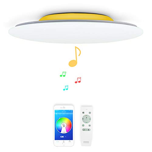 36w Φ40cm Musik Led Deckenleuchte mit Bluetooth Lautsprecher, Deckenlampe Farbwechsel mit Fernbedienung und APP-Steuerung, Innenbeleuchtung Dimmbar für Wohnzimmer Schlafzimmer Kinderzimmer Küche von chysongoods