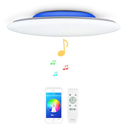 36w Φ40cm Sternenhimmel Musik Led Deckenleuchte mit Bluetooth Lautsprecher, Deckenlampe Farbwechsel mit Fernbedienung und APP-Steuerung,Dimmbar für Wohnzimmer Schlafzimmer Kinderzimmer Küche von chysongoods