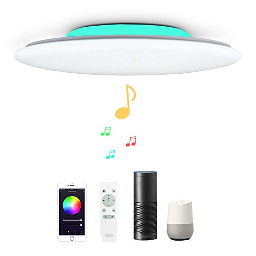 40CM 36W Sternenhimmel WIFI Musik Led Deckenleuchte Kompatibel Mit Amazon Alexa Google Home deckenlampe Mit bluetooth lautsprecher, RGB Farbwechsel Und fernbedienung Dimmbar Für Wohnzimmer von chysongoods