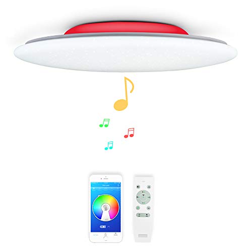 50CM 48W Sternenhimmel WIFI Musik Led Deckenleuchte Kompatibel Mit Amazon Alexa Google Home deckenlampe Mit bluetooth lautsprecher, RGB Farbwechsel Un von chysongoods