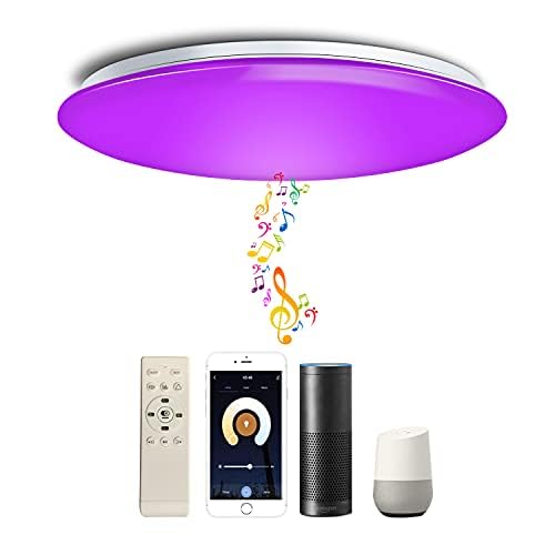 chysongoods Φ40cm 45W Sternenhimmel WIFI Musik LED Deckenlampe Kompatibel Mit Alexa Google Home Kompatibel Mit Bluetooth Lautsprecher RGB Farbwechsel Dimmbar für Küche Schlafzimmer Badezimmer von chysongoods