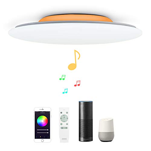 chysongoods 48W Φ50cm Plafoniera LED Compatibile Amazon Alexa Google Home Con Bluetooth Altoparlante Telecomando Luce Regolabile Cambia Colore RGB Lampada Da Soffitto WIFI Intelligente Per Soggiorno von chysongoods