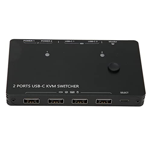 ciciglow USB KVM Switch, 2 Computer Teilen Sich 4 USB Geräte 2 In 1 Out KVM Switcher Box, Typ C PD 100W 10Gbps 3840x2160 30Hz 60Hz HD KVM Switcher für Drucker Maus Tastatur von ciciglow