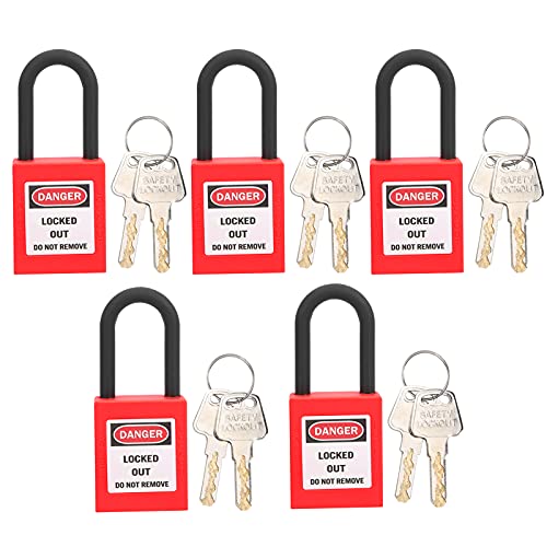 Lockout Lock, 5 Sätze Lockout Lock Rot Lockout Tagout Sicherheitsvorhängeschloss, Sicherheitsvorhängeschloss für Industriestandorte(rot) von cigemay