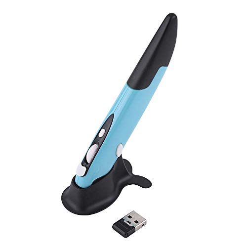 cigemay 2,4 GHz kabelloser optischer Mausstift, -Plug & Play-Luftmaus Handschrift USB-Mäuse Einstellbar 500/1000 DPI für Laptop/Computer/PC/Tablet(Blau) von cigemay