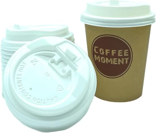 CLEARFEE Premium Einweg Kaffeebecher Pappbecher Einwegbecher 200ml 0,2l 8oz, Coffee Kaffee to go Deckel (100 Becher + 100 Deckel) von CLEARFEE