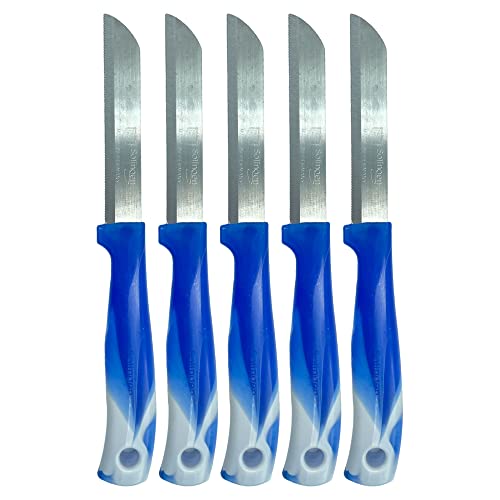 CLEARFEE Solingen Obsmesser Schälmesser Made in Germany aus Edelstahl Gemüsemesser Allzweckmesser Allesschneider sehr scharf Messer-Set (blau-weiß, 5) von CLEARFEE