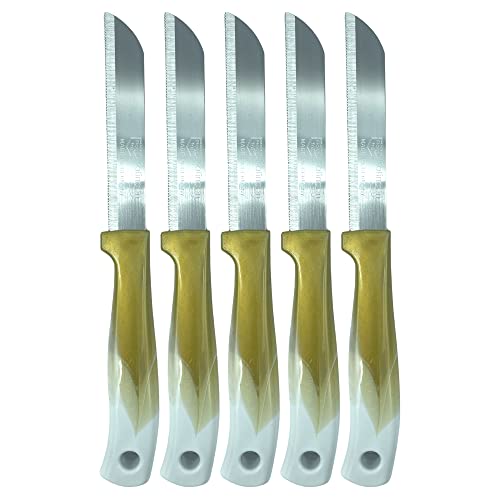 CLEARFEE Solingen Obsmesser Schälmesser Made in Germany aus Edelstahl Gemüsemesser Allzweckmesser Allesschneider sehr scharf Messer-Set (gold-weiß, 5) von CLEARFEE