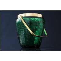 Eiskübel 1960Er Jahre Absinth Grünes Glas Goldrand/Vintage Barware Barwagen Zubehör von cobaltblau2013