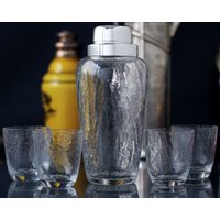 Vintage Cocktail Shaker Set Mit 4 Gläsern von cobaltblau2013