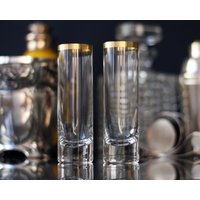 Vtg. 24K Goldrand Champagner Flöten, Gläser, 2Er Set, 1960Er, 1970Er Jahre von cobaltblau2013