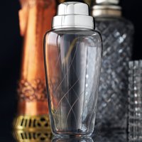 Vtg. Glas Cocktail Shaker, Versilbert, 3-Teiliger Shaker/Barwagen & Bar Ware von cobaltblau2013