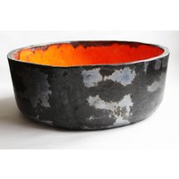 Feuriges Orange & Kohlefarbenes Waschbecken, Badezimmer Waschbar, Handgemachte Keramik Spüle, Auf Bestellung von coceramicsstudio