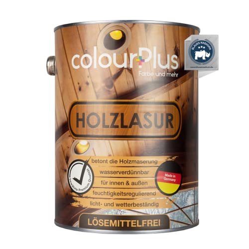 colourPlus® Holzlasur lösemittelfrei (2,5L, Anthrazitgrau) seidenglänzende Holzlasur Außen- Holz Grundierung - Holz Lasur - Holzlasur Aussen - Made in Germany von colourPlus Farbe und mehr