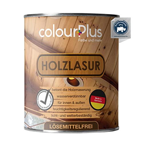 colourPlus® Holzlasur lösemittelfrei (750ml, Weiß) seidenglänzende Holzlasur Außen- Holz Grundierung - Holz Lasur - Holzlasur Aussen - Made in Germany von colourPlus Farbe und mehr