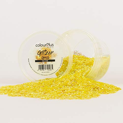 colourPlus Glitzer grob (Holo-Gelb) Glitter-Zusatz zum Veredeln von Wandfarben auf Wasserbasis oder zum Basteln, Made in Germany von colourPlus Farbe und mehr