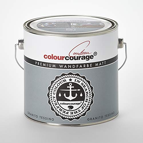 Premium Wandfarbe colourcourage matt GranitoTessino 2,5L - weitere einzigartige Farbtöne erhältlich von colourcourage