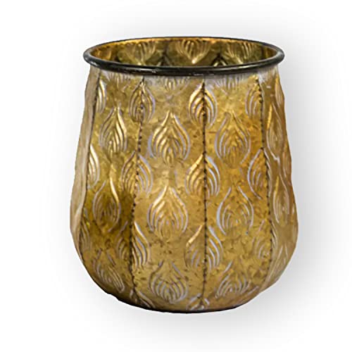 colourliving Übertopf Pflanztopf Cauldron Serie Pflanzgefäß aus Zink Rund Blumentopf Metall Blumenpott (25, Gold) von colourliving
