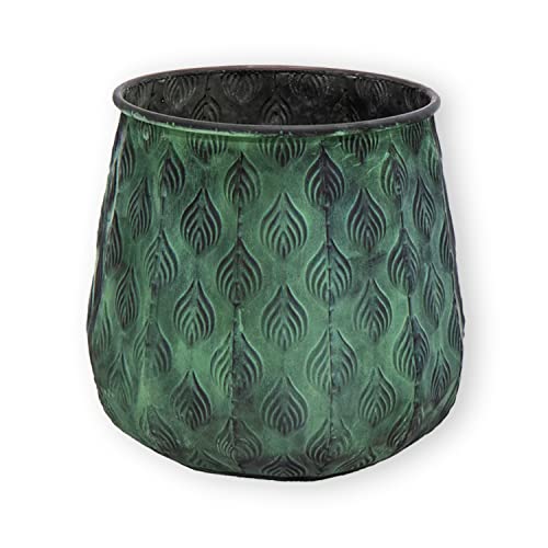 colourliving Übertopf Pflanztopf Cauldron Serie Pflanzgefäß aus Zink Rund Blumentopf Metall Blumenpott (35, grün) von colourliving