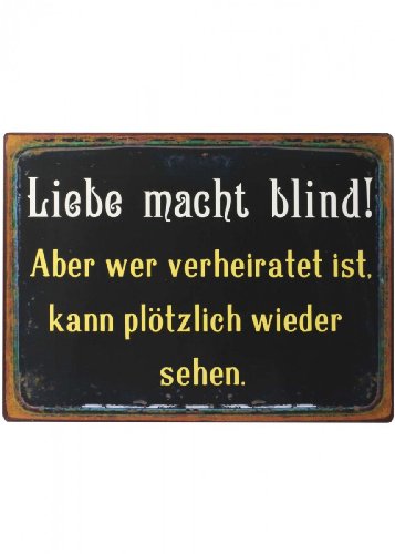 condecoro Blechschild - Liebe macht blind - Shabby Antik Nostalgie Wandbild Schild H26 von condecoro