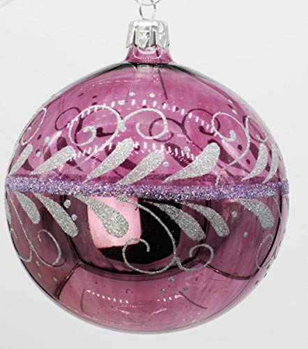condecoro Christbaumkugel lila mit Silberbordüre Glas D9 von condecoro