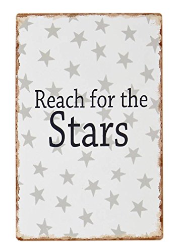 condecoro Schild - Reach for the Stars - Shabby Blechschild Wandbild Deko Wandobjekt, grau von condecoro