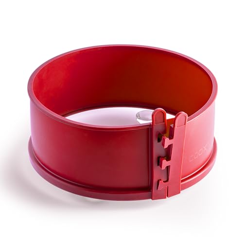 coox Springform mit Glas-Servierplatte und Glasfüßen Ø 18 cm (Rot), kleine Silikon Backform mit schnitt- & kratzfestem Glasboden, Antihaft-Funktion, Ofen- & Mikrowellenfest von coox