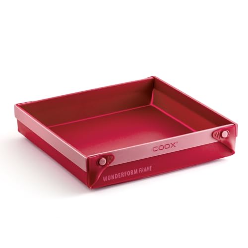 coox WUNDERFORM Frame MQ in Rot, die erste Faltbare Back- und Auflaufform, platzsparende Backform aus Silikon, BPA-frei von coox