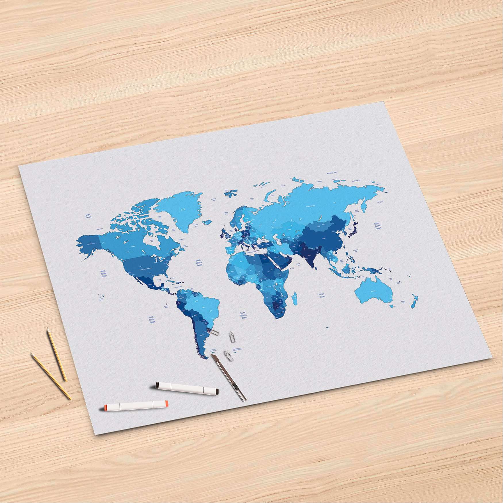 Folienbogen (120x80 cm) - Design: Politische Weltkarte von creatisto