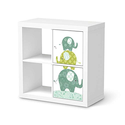 Kinder Möbeltattoo - passend für IKEA Kallax Regal 2 Türen Hoch I Hochwertige Baby-Zimmer Deko - Möbeldekoration für Kinder- und Babyzimmer I Design: Elephants von creatisto