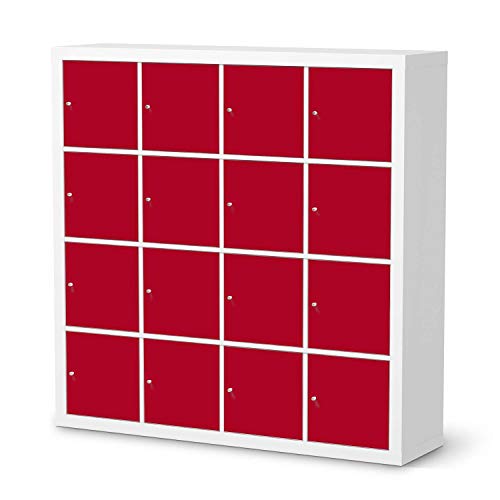 Möbelfolie selbstklebend passend für IKEA Kallax Regal 16 Türen I Möbeldeko - Möbel-Aufkleber Folie Tattoo I Wohndeko für Esszimmer und Wohnzimmer - Design: Rot Dark von creatisto