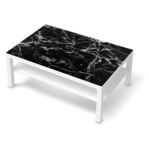 Möbelfolie selbstklebend passend für IKEA Lack Tisch 118x78 cm I Möbeldeko - Möbel-Aufkleber Folie Tattoo I Wohndeko für Esszimmer und Wohnzimmer - Design: Marmor schwarz von creatisto