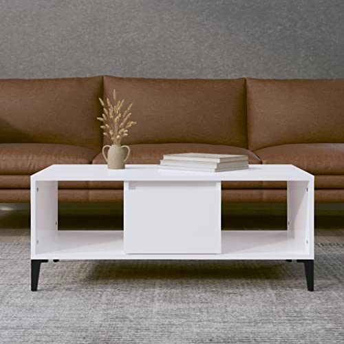 Furniture Home Tools Couchtisch, Hochglanz, Weiß, 90 x 50 x 36,5 cm, Holzwerkstoff von csderty